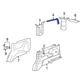 New OEM Rear Left Interior Quarter Panel Trim Panel Fits, 2007, 2009 Chrysler Aspen - Part # 5KS63BD1AC