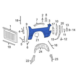 New OEM Rear Left Outer Truck Bed Panel Fits, 2019-2024 Dodge Ram - Part # 68638059AB