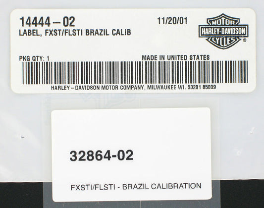 New OEM Genuine Harley-Davidson Label Decal Calibration Brazil, 14444-02