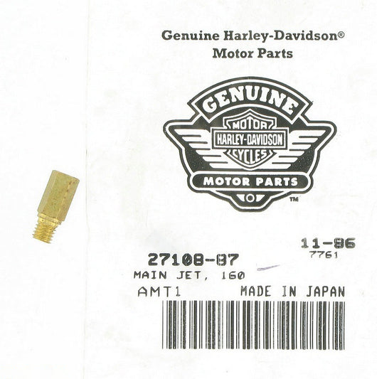 New OEM Genuine Harley-Davidson Main Jet 160, 27108-87