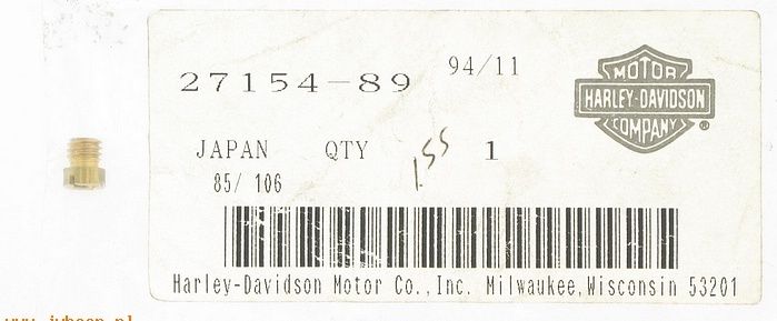 New OEM Genuine Harley-Davidson Main Jet 883 Cal., 27154-89