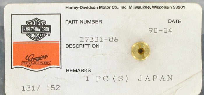 New OEM Genuine Harley-Davidson Main Jet, 27301-86