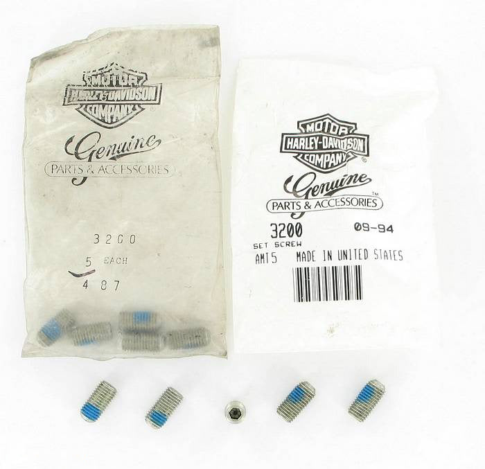 New OEM Genuine Harley-Davidson Set Screw 5 16"-24 X 17 32" With Lock Patch, 3200