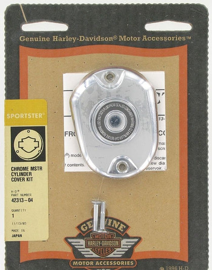 New OEM Genuine Harley-Davidson Chrome Master Cylinder Cover, 42313-04