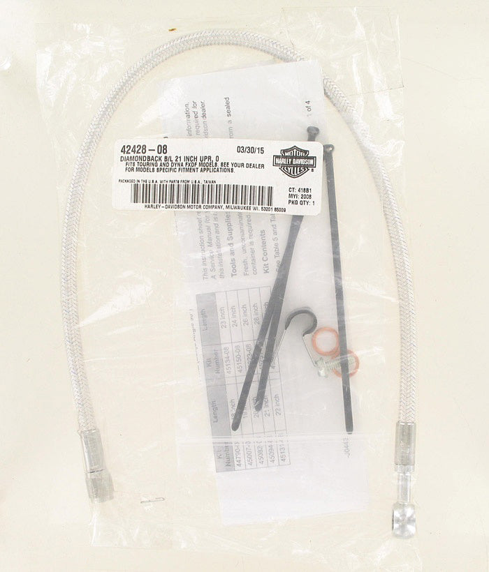 New OEM Genuine Harley-Davidson Diamondback Brake Line 21 Inch Upper, 42428-08