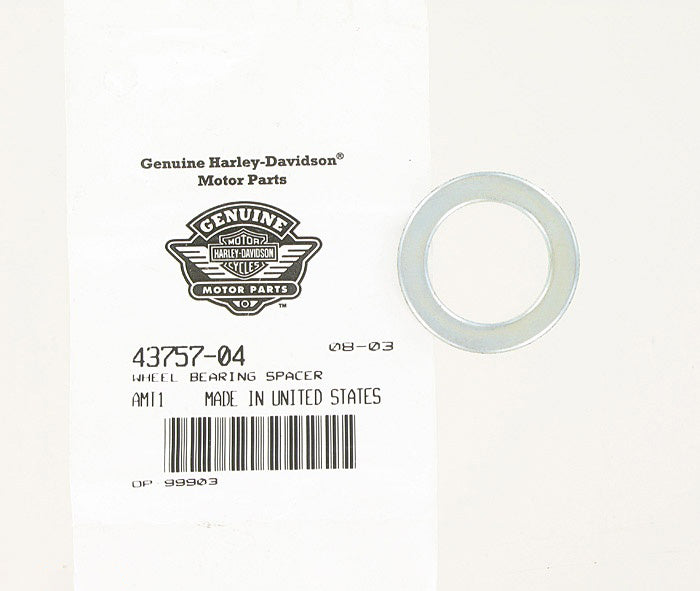 New OEM Genuine Harley-Davidson Wheel Bearing Spacer, 43757-04