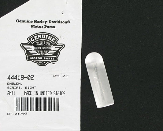 New OEM Genuine Harley-Davidson Emblem Script Right, 44418-02