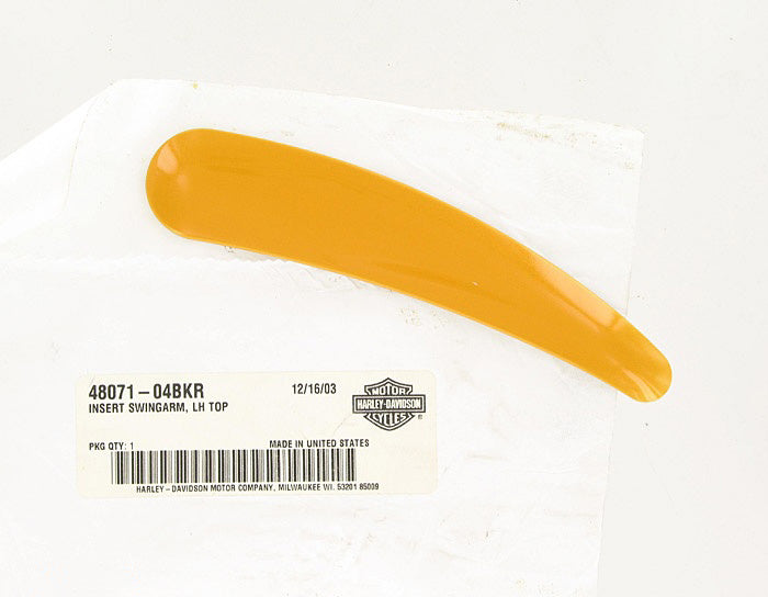 New OEM Genuine Harley-Davidson Swingarm Insert Left Top Yellow Pearl, 48071-04BKR