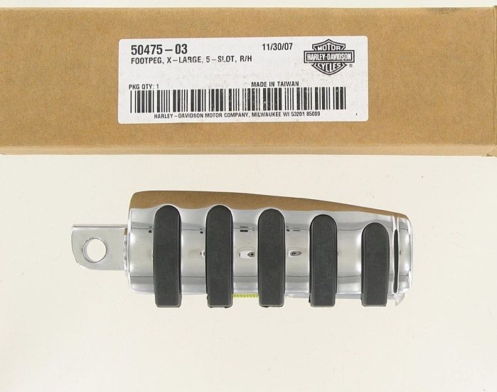 New OEM Genuine Harley-Davidson Foot Peg 5-Slot Right Male-Mount Style Foot Peg Supports, 50475-03