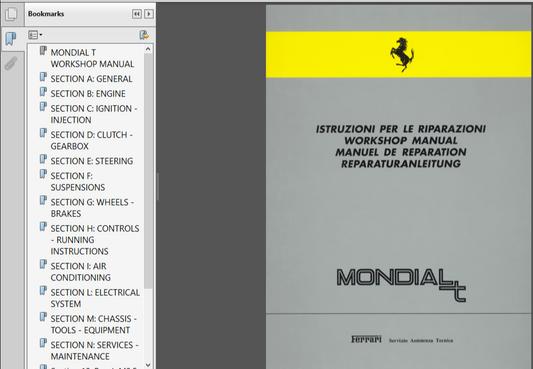 Ferrari Mondial T Workshop & Illustrations Technical Repair Manual 95990951