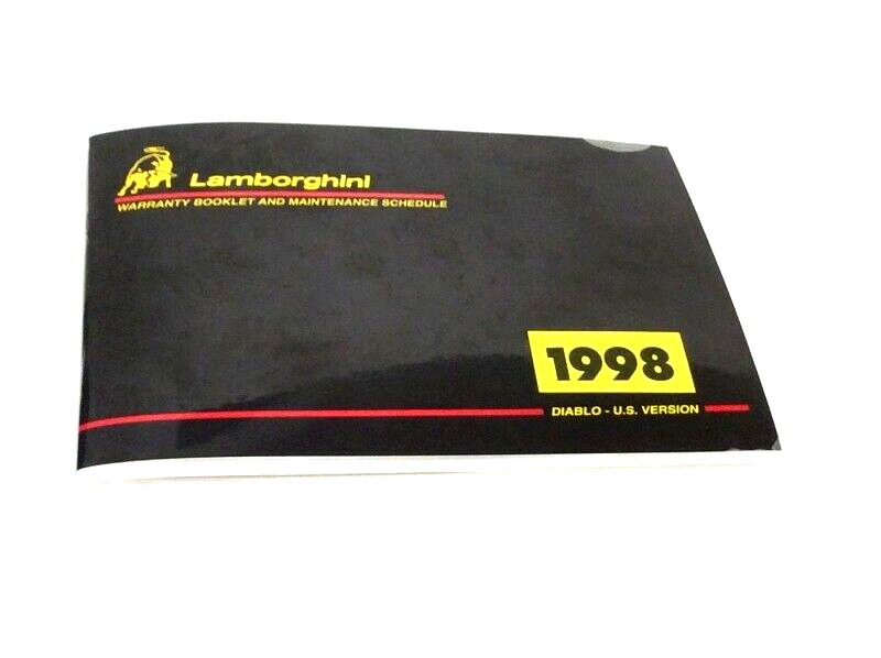 New 1998 Lamborghini Diablo U.S.A Version Warranty Booklet & Maintenance