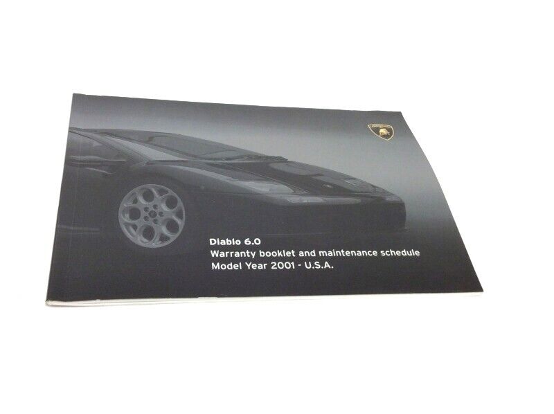 New  2001 Lamborghini Diablo 6.0 U.S.A Version Warranty Booklet & Maintenance