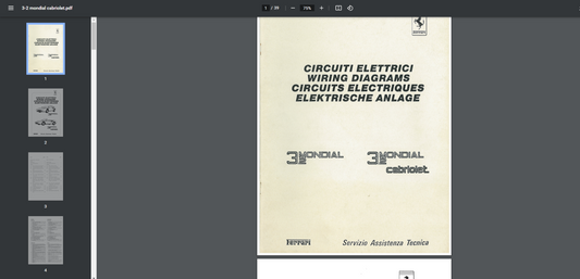 Ferrari Mondial 3.2 Wiring Schematics Cat. # 488/87 (95990858)