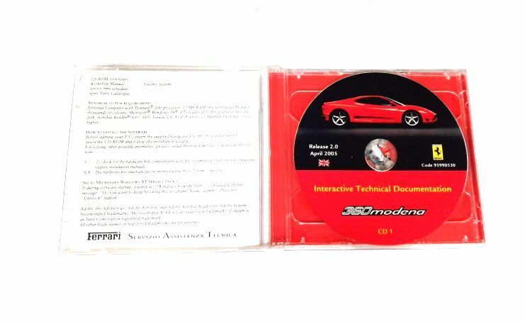 Genuine Ferrari 360 Modena Interactive Technical Repair CD  2005..