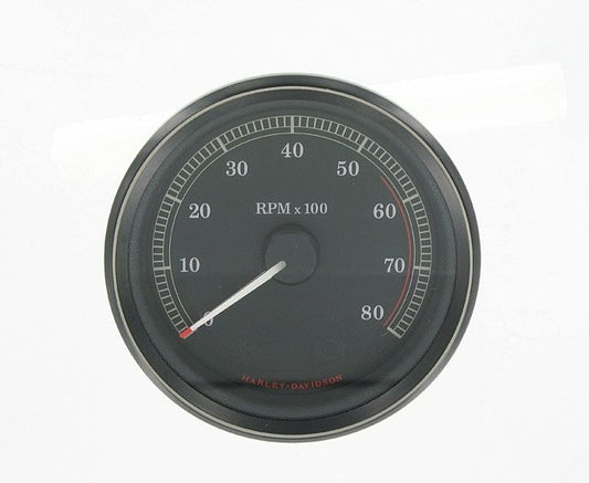 New OEM Genuine Harley-Davidson 4" Tachometer Black With Silver Trim (5500 Redline), 67348-04D