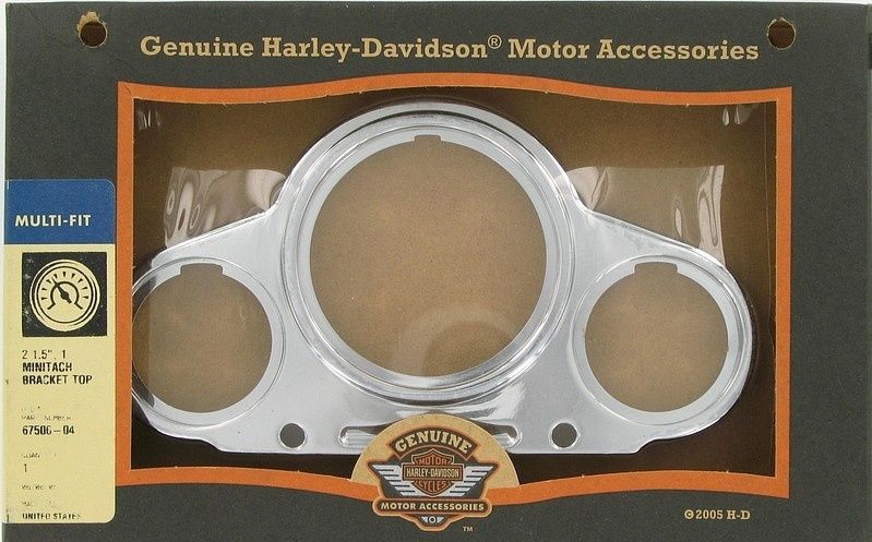 New OEM Genuine Harley-Davidson Bracket Top 2 1 1 2" Gauge + For Mini-Tachometer, 67506-04