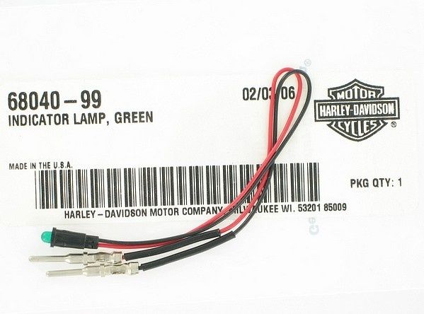 New OEM Genuine Harley-Davidson Indicator Lamp Green, 68040-99