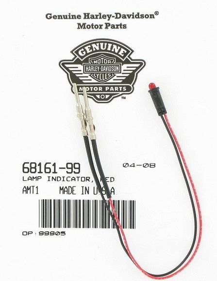 New OEM Genuine Harley-Davidson Lamp Indicator Red, 68161-99