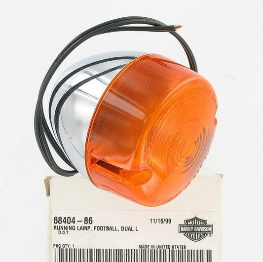 New OEM Genuine Harley-Davidson Running Lamp Football Dual Lead Front, 68404-86