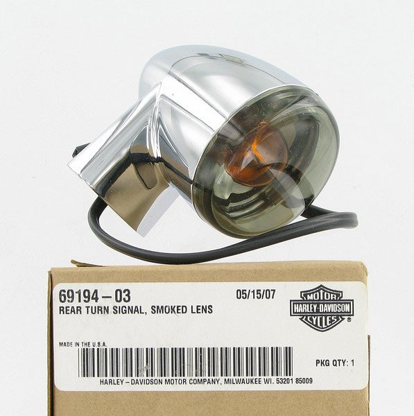 New OEM Genuine Harley-Davidson Turn Signal Rear Smoked Lens, 69194-03