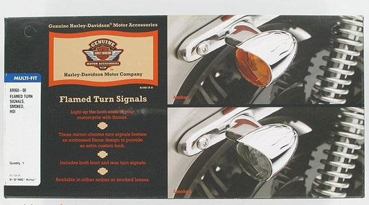 New OEM Genuine Harley-Davidson Flamed Turn Signals Smoked International, 69960-08