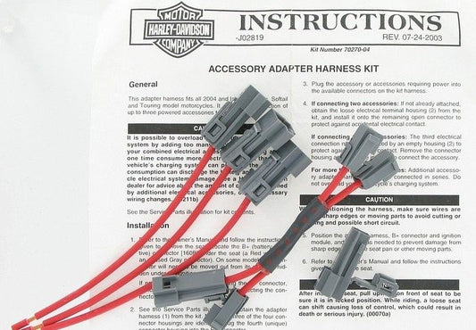 New OEM Genuine Harley-Davidson Accessory Power Adapter Kit For Softail And Touring, 70312-04