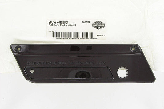 New OEM Genuine Harley-Davidson Saddlebag Latch Plate Left Black Cherry Pearl, 90857-06BPS