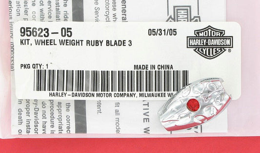 New OEM Genuine Harley-Davidson Decorative Wheel Weight Ruby Blade, 95623-05