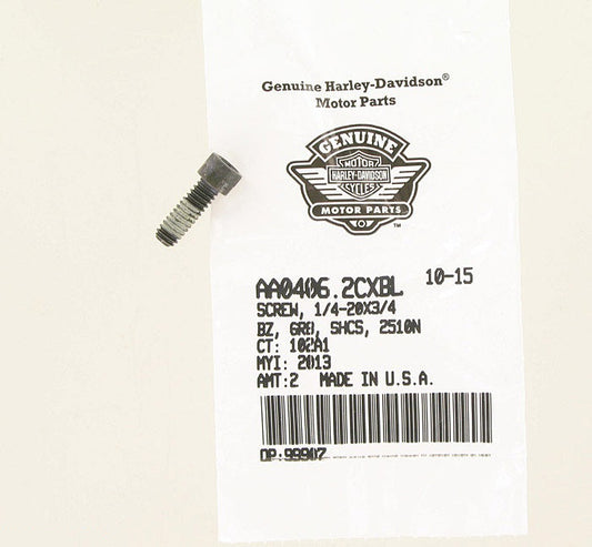 New OEM Genuine Harley-Davidson Screw 1 4"-20 X 3 4" Bz Grade 8 Shc, AA0406.2CXBL