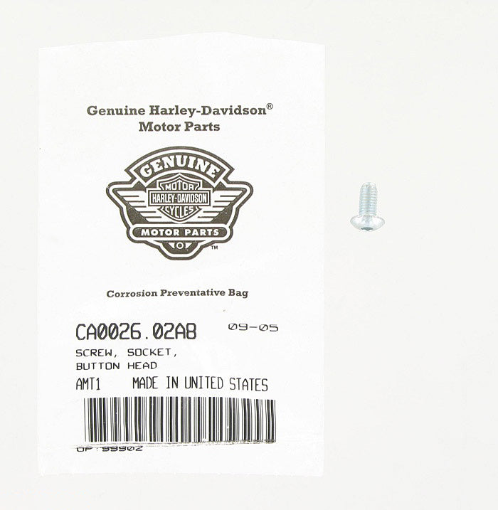 New OEM Genuine Harley-Davidson Hex Socket Button Head Screw, CA0026.02A8