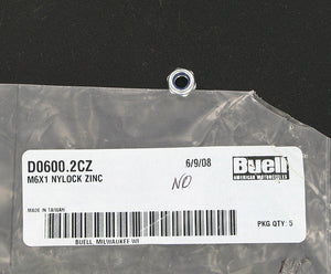 New OEM Genuine Harley-Davidson Nut M6X1 Nyloc Buell S2 S3 '95-'02, D0600.2CZ