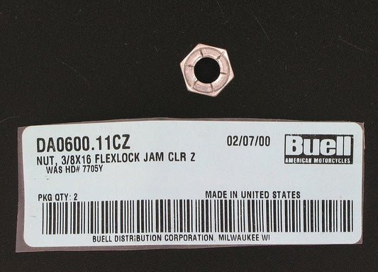 New OEM Genuine Harley-Davidson Nut 3 8"-16 Flexloc Jam Buell S3 Thunderbolt '00-'02, DA0600.11CZ